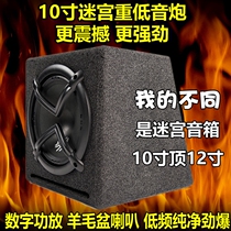 NBN1033APR car heavy subwoofer 10 inch digital maze speaker active with power amplifier 12v 24V