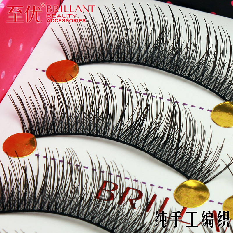 至优纯手工假睫毛自然逼真裸妆眼睫毛浓密交叉眼尾加长仿真棉线梗