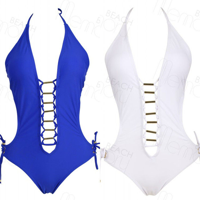 New European and American sexy bikini naked back with a triangular spa swimsuit woman with a slim fit for a bathing suit
