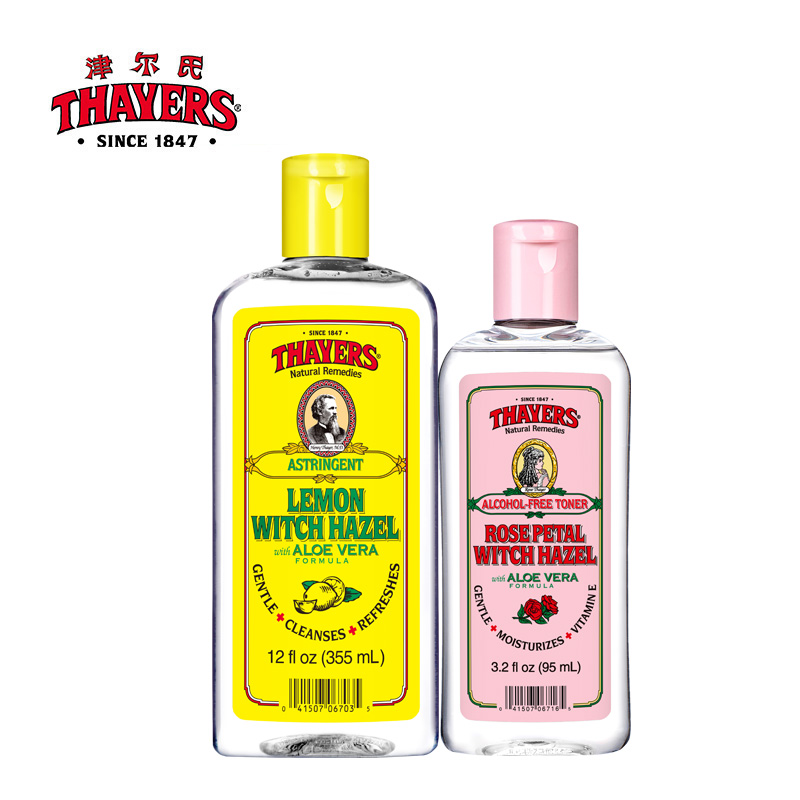 THAYERS/津尔氏金缕梅柠檬爽肤水玫瑰爽肤水套装补水保湿