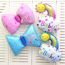 New baby birthday year old decoration bow knot aluminum balloon balloon children flower smiley face 100 day banquet full moon balloon