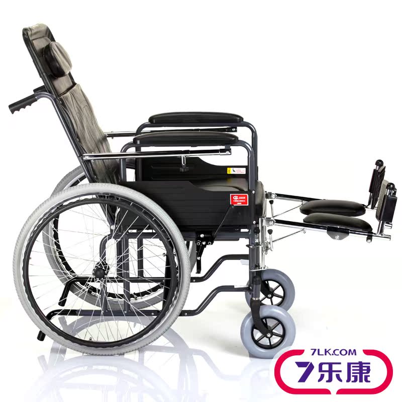 鱼跃轮椅 折叠轻便H059B 半躺型 带坐便椅餐桌