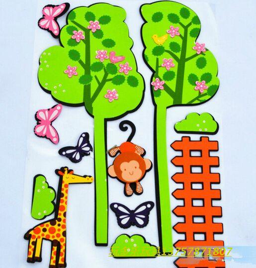Kindergarten wall decoration children's room wall paste classroom blackboard newspaper 3D three-dimensional painting assembly layout monkey and tree