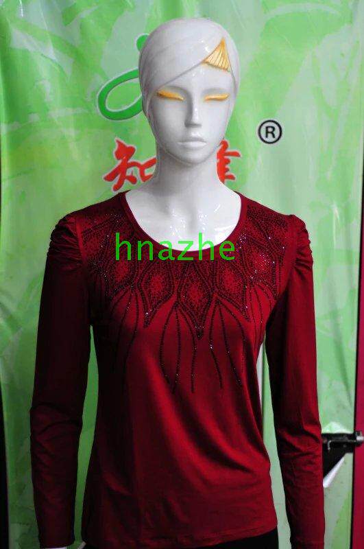 Ex-gratia Peaks Lady Long Sleeve T-shirt Bright Drill Undershirt Round Collar 5106