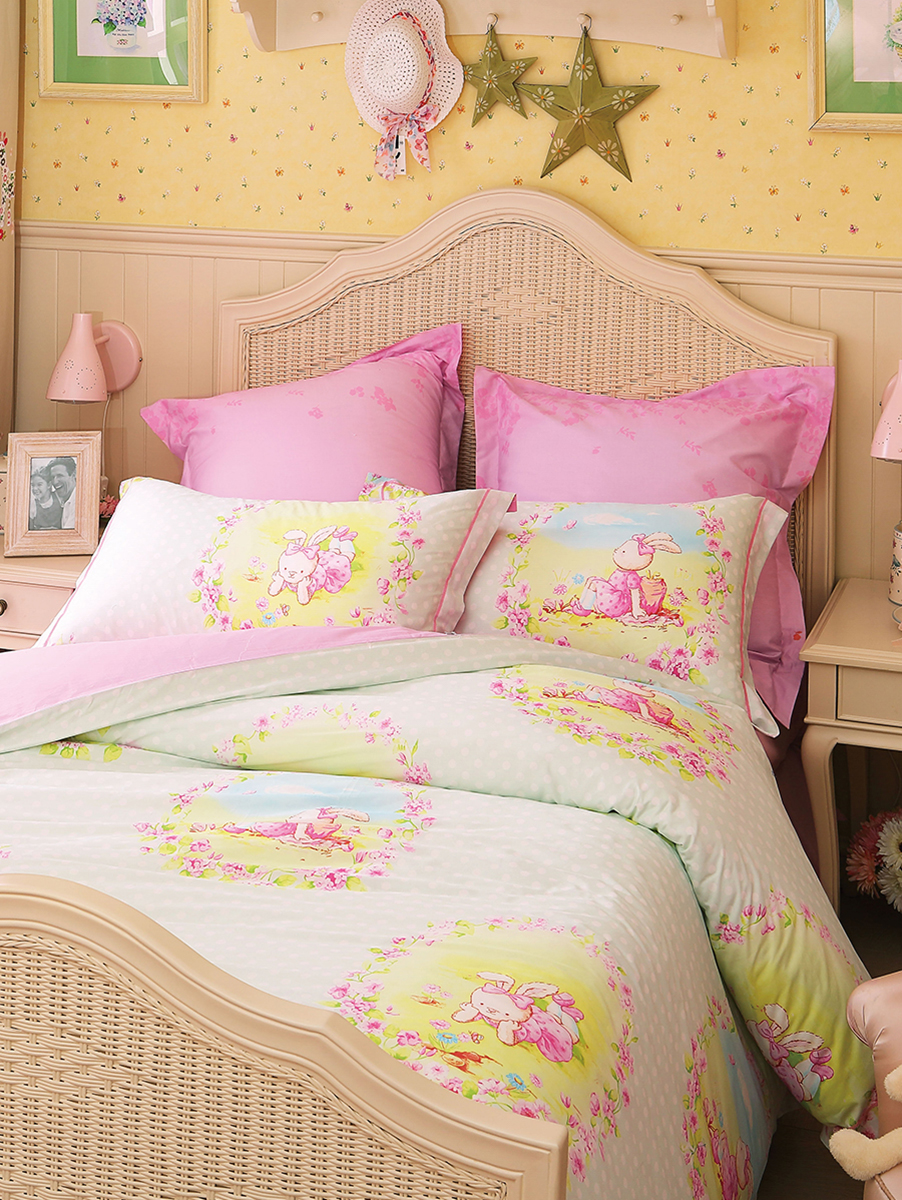Luolai Kids/罗莱儿童 小兔的花园全棉四件套1.2米床