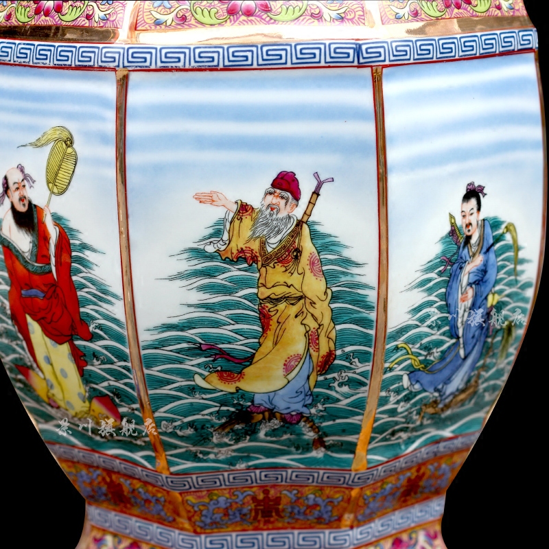 Jingdezhen ceramic famille rose colored enamel sea big vase household furnishing articles landing craft ornaments sitting room