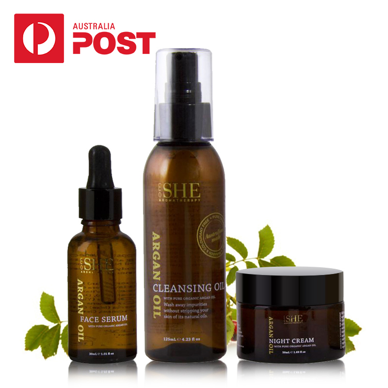OM SHE摩洛哥坚果卸妆油125ml+修颜精华液30ml+晚霜50ml 套装