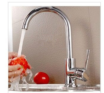 Bathroom kitchenette tub tap full copper hot and cold single to turn the rotary sink tap