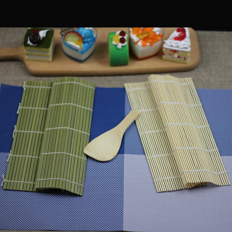 Japanese Cuisine Green Peel White Leather Bamboo Sushi Shade Sushi Spoon For Sushi Tools Bamboo Curtain Rolls Sushi Utensils