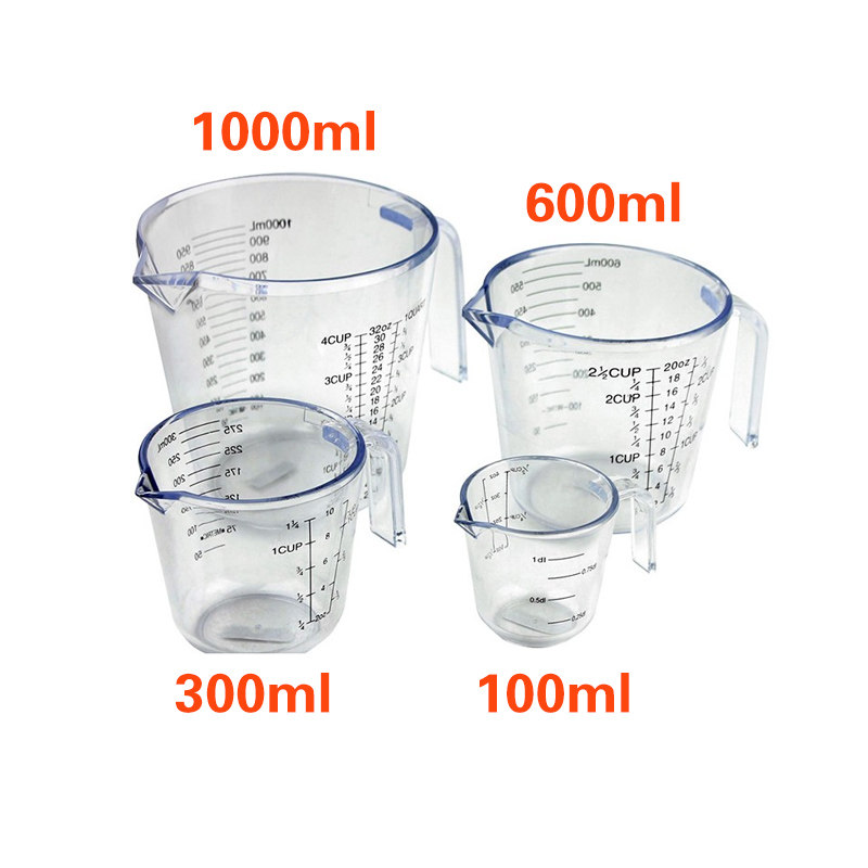Plastic cup with scale 100ml 300ml 600ml 1000ml High quality thickness baking weighing tool