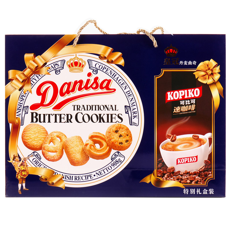 【天猫超市】印尼 Danisa/皇冠曲奇饼干908g/礼盒装零食 赠品随机