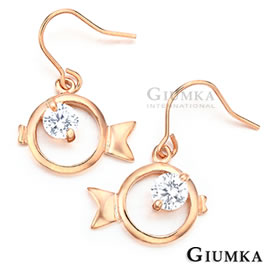 台湾官网直邮进口【GIUMKA】白K饰－闪烁金鱼耳勾式耳环 玫金白锆