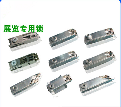 Exhibition lock Iron three-card leather lock High lock Wide groove lock 45 degree bevel lock 40 square column connector