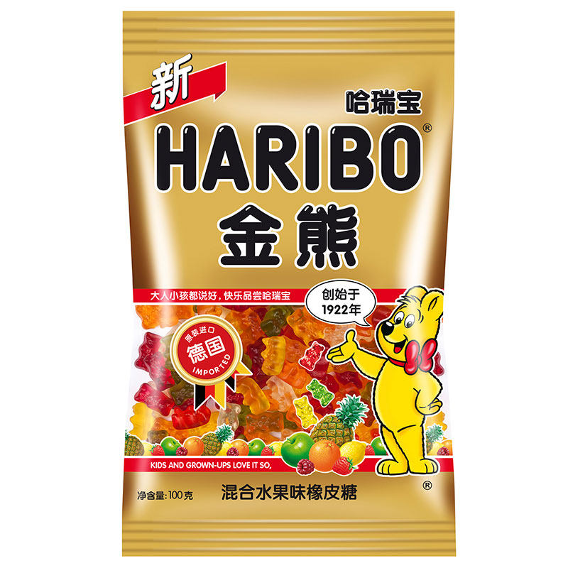 【天猫超市】德国进口 Haribo哈瑞宝金熊橡皮糖混合水果味100g/袋