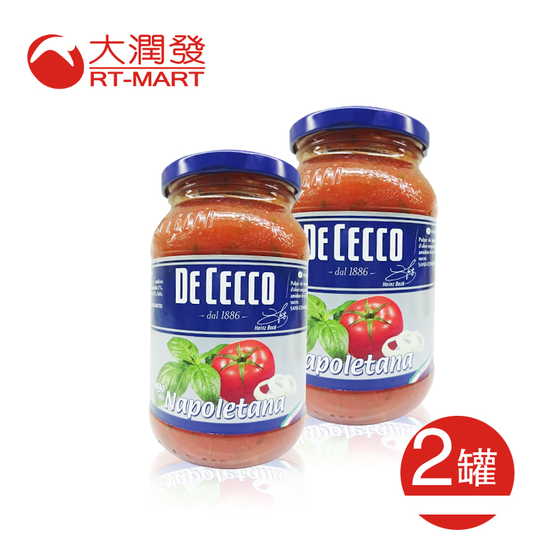 台湾大润发 DECECCO/得科意大利面酱番茄比萨调料意粉酱400g*2瓶