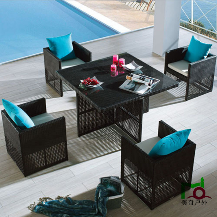 Rattan chair coffee table three-piece set creative outdoor balcony leisure rattan chair garden courtyard cafe table and chair combination