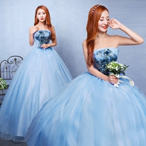 New colored yarn theme wedding dress stand-up solo adult art Test evening dress performance costume long dress dress