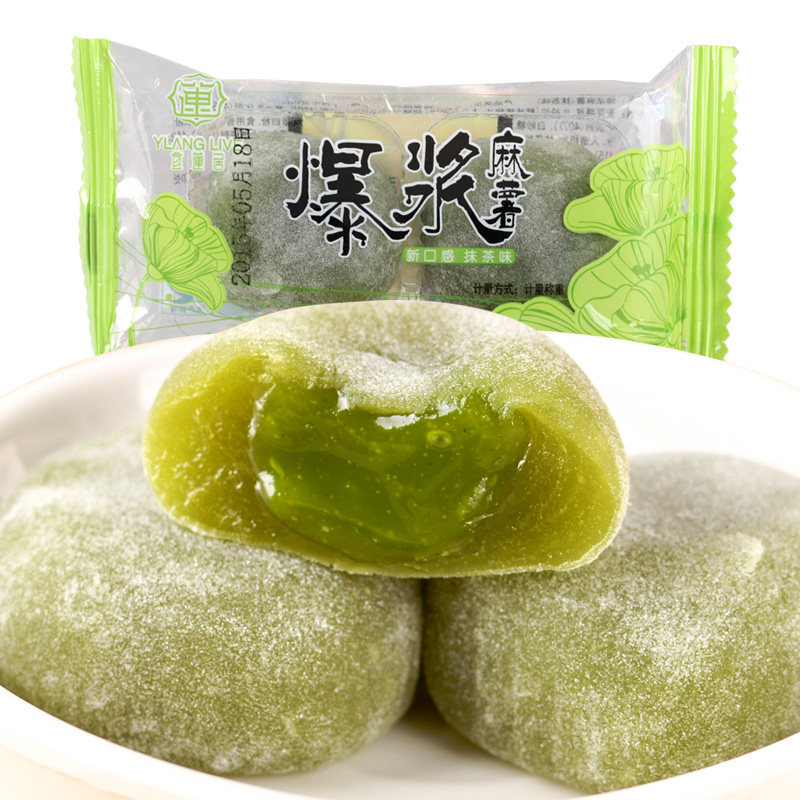 【天猫超市】宜莲居 台式抹茶味爆浆麻薯 驴打滚零食品糕点心52g