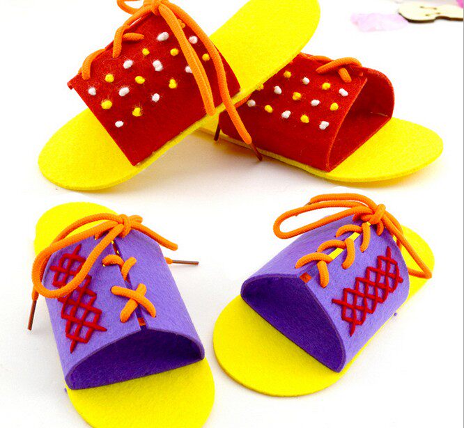 DIY children's non-woven handmade slippers kindergarten handmade class to make shoelace material bag girl gift