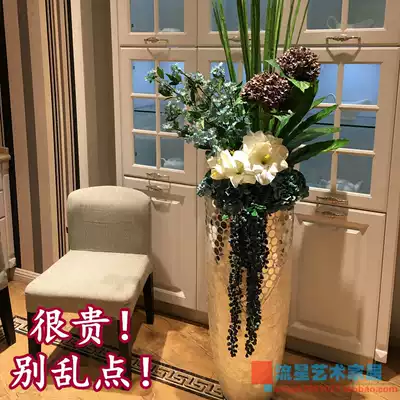 High-grade floor vase simulation floral set living room Shopping Mall hotel sample house display center model room decoration decoration