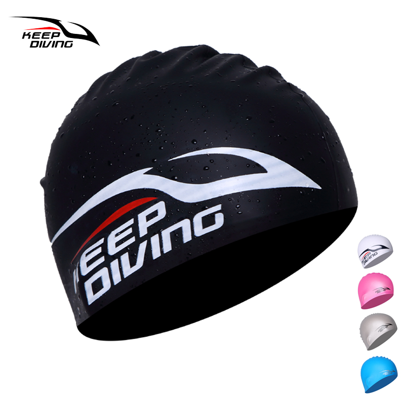 keepdiving large pop-up silicone swimming cap professional race speed swimming cap male and female adult children long hair care waterproof