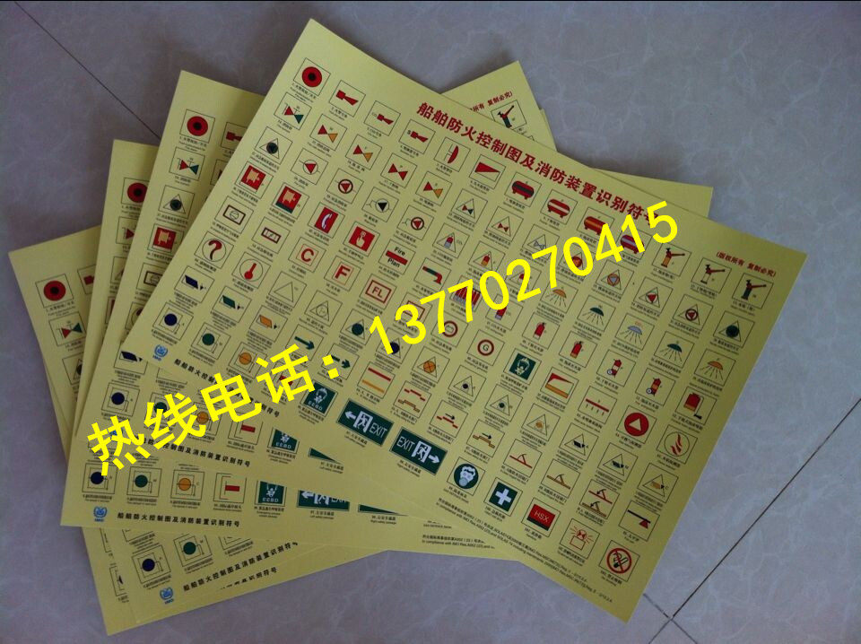 Various types of marine schematic Marine IMO label Ship fire control diagram and fire fighting device identification symbol
