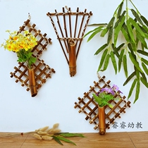 Kindergarten bamboo tube hanging bamboo weaving craft Corridor wall hanging creative decorations can be arranged flower hanging new