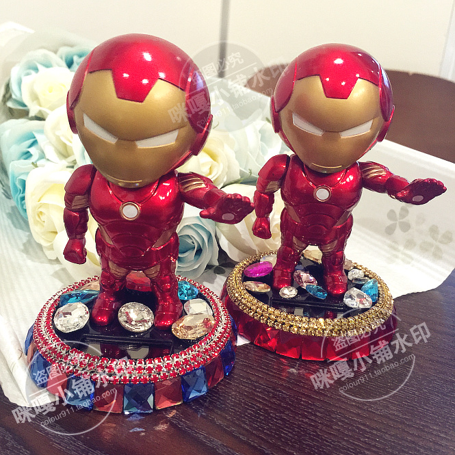Insert Drilling Crystal Cartoon Steelman Solar Shaking Doll Swing Piece Car Swing Piece Avengers