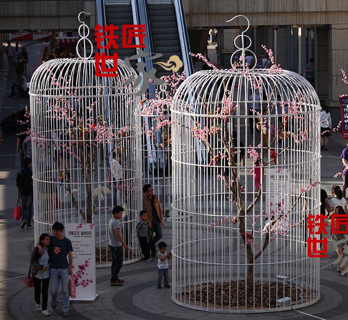 Iron Art Bird Cage Large Outdoor Bird Cage Activity Display Bird Cage Landing Bird Cage Shop Window Swing Piece Oversize