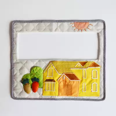 Double switch three switch sleeve with storage pocket mobile phone charging socket set handmade fabric embroidery switch patch with storage bag