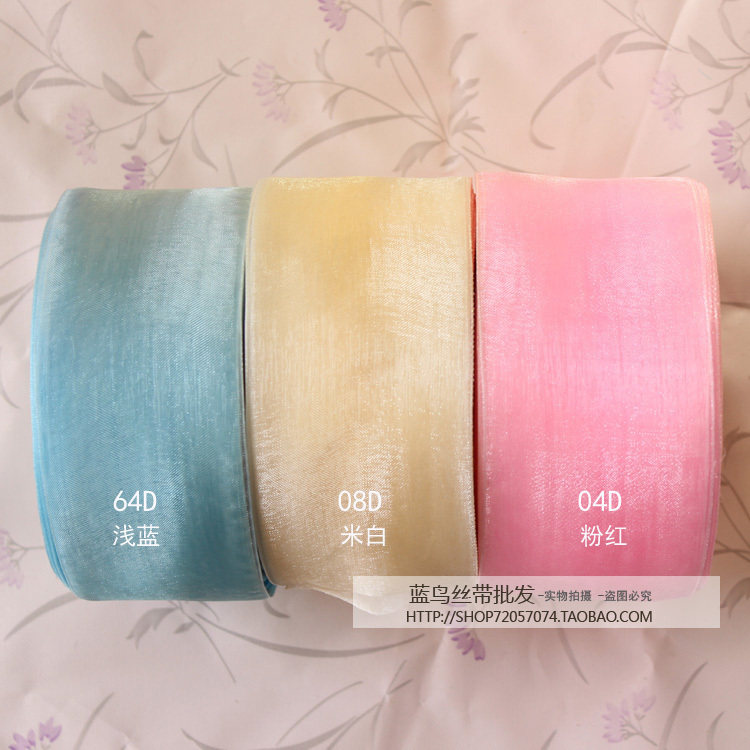 (Blue Bird Ribbon) 5CM cm 50MM extra wide snow gauze with chiffon with transparent ribbon ribbon ribbon