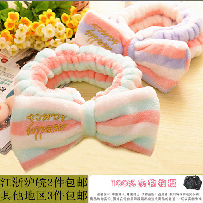 Beam Hair with washing face Hair Hoop Cute Great Bow Tie Beauty Makeup Mask Bunch Hair Towel Hair with bag headscarf