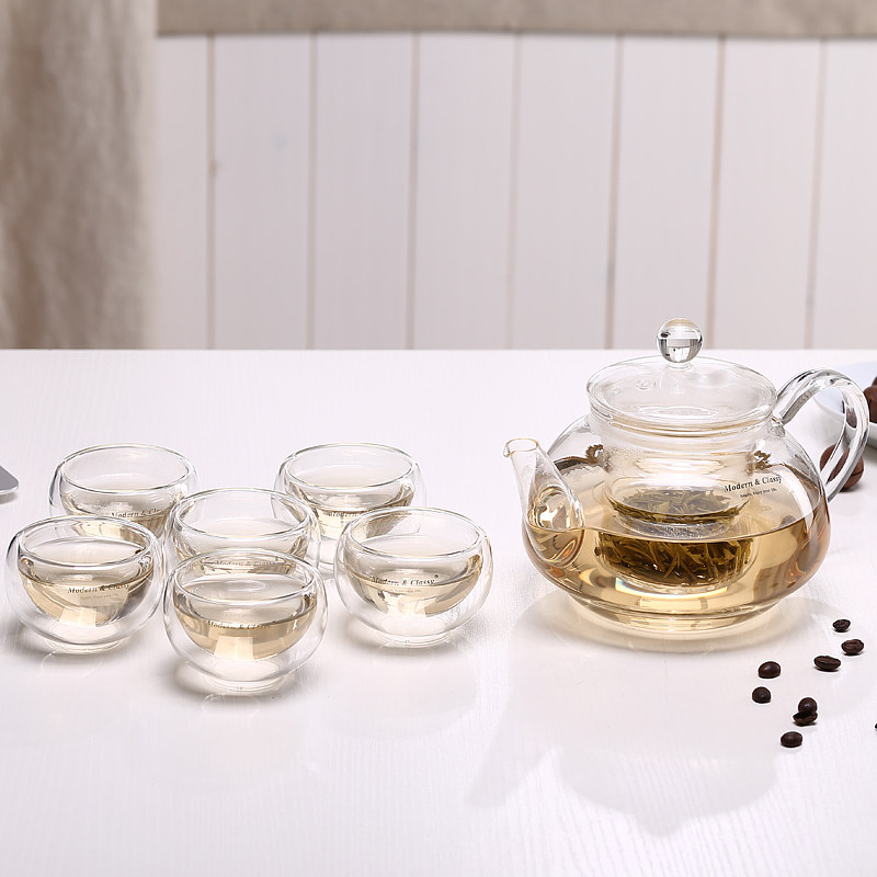 Telaic Heat Resistant Glass Filter Teapot Tea Set Group Home Flower Teapot Tea Cup Pu'er Kung-fu Teapot Tea