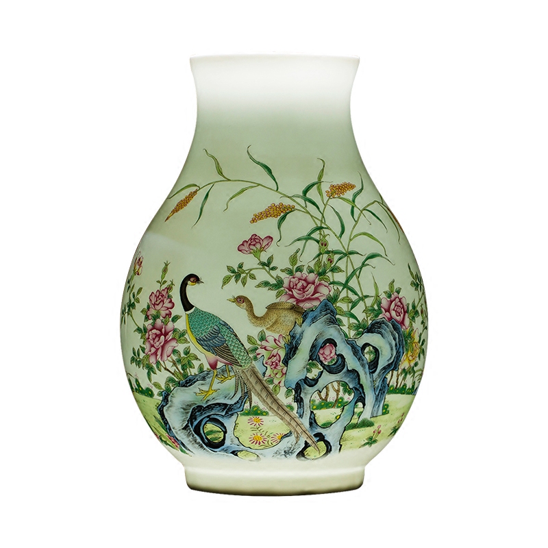 Jingdezhen ceramics wide expressions using lucky bamboo vase dry flower arranging rich ancient frame sitting room adornment of Chinese style household furnishing articles