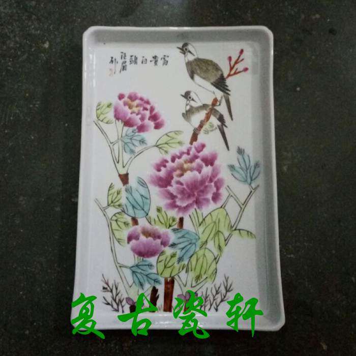 Jingdezhen Cultural Leather Factory Porcelain Paste Handpainted Flowers and Birds Rich White Head Tea Dish Fruit Disc