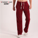 Velvet sweatpants men's trousers Korean version 2023 autumn and winter loose red straight pants winter running casual sweatpants