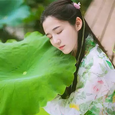 (Hibiscus)Placket half-arm kimono skirt Hanfu light painting apricot 