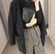 w091 Korean women's V-neck commuting unbuttoned long-haired mink velvet warm mid-length autumn and winter women's sweater jacket