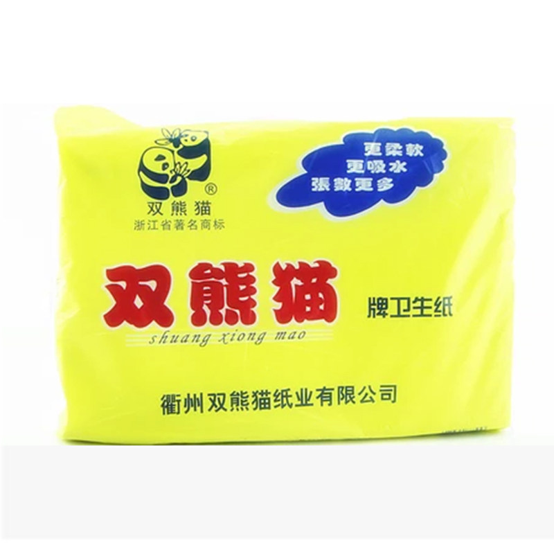 Yellow double panda toilet paper crepe paper toilet paper 300g entity dealer full box
