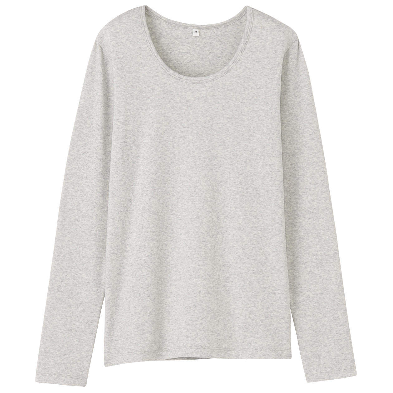 无印良品 MUJI 女式 棉弹力圆领长袖T恤