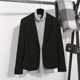 Xuân 2018 phiên bản Hàn Quốc của chiếc áo khoác vest nữ nhỏ màu đen giản dị tay dài màu đen Bộ đồ liền thân ngắn đơn giản shop áo khoác nữ hàn quốc Business Suit