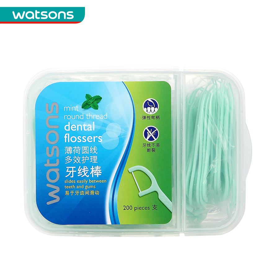 Watsons屈臣氏薄荷圆线多效护理牙线棒200支