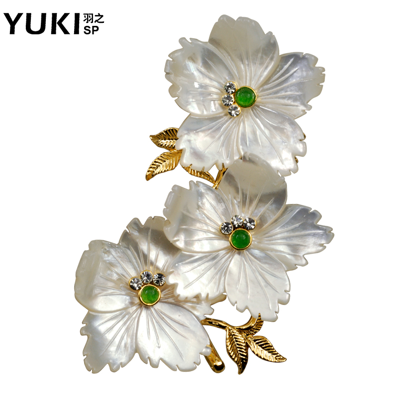 YUKI胸针 女韩国气质天然贝壳胸花 奢华百搭毛衣别针复古原创设计