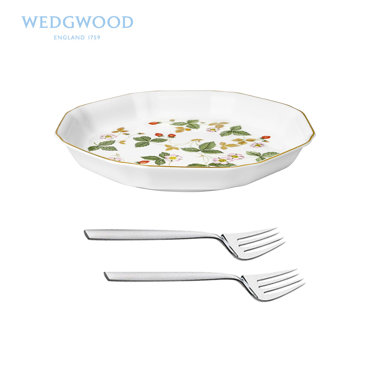 Wedgwood Wild Strawberry Wild strawberries retro anise fruit fork plate + 2 only ipads porcelain bowl