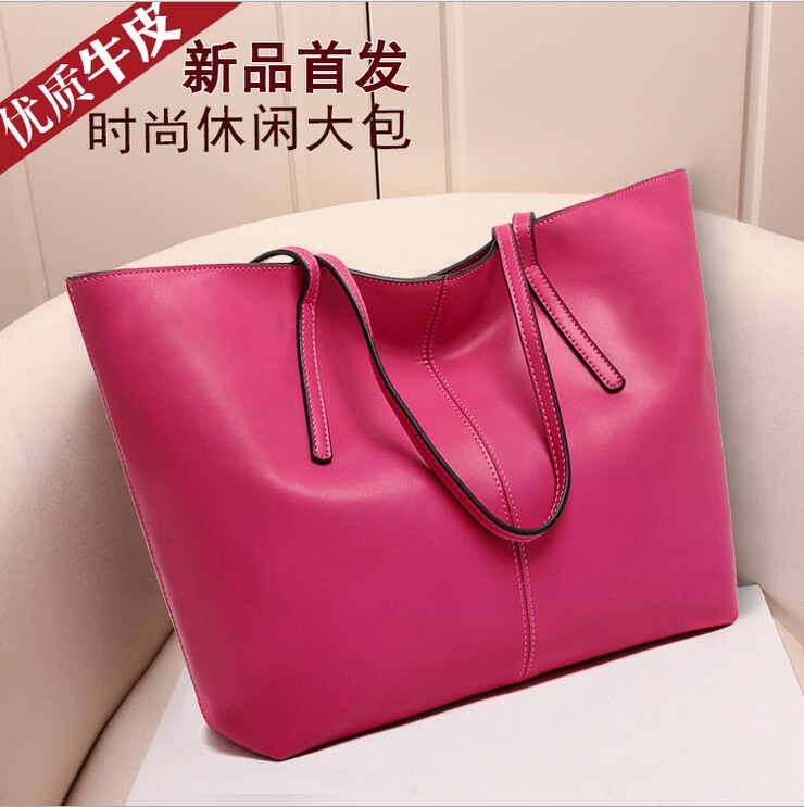 2025 New Trendy Genuine Leather Women's Bag European and American Simple Style Cowhide Ladies' Handbag Tote Bag Shoulder Bag Casual Large Bag