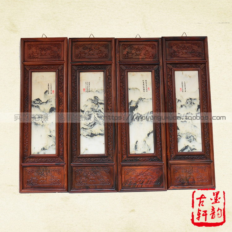 Laos red rosewood inlaid marble hanging screen Cochin rosewood hanging screen Mahogany hanging screen Solid wood hanging screen Collection