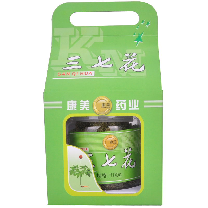 康美 礼盒玻璃瓶三七花 云南 100g 养生茶 三七花 jm