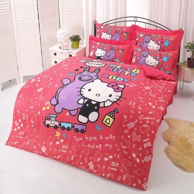 HELLO KITTYxRODY Happy Hour Series - Double Cotton Four-Piece Bed Bag Thin Quilt Set (Red) - Taobao