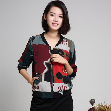 中年女装春装新款雪纺衫40岁妈妈装短外套中