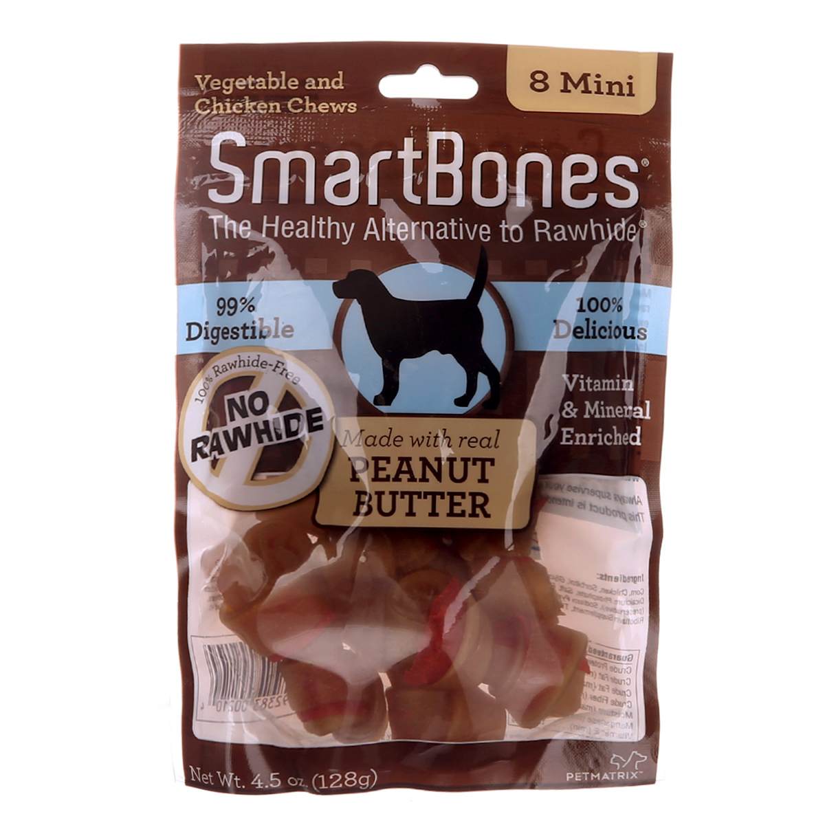 波奇网 宠物狗零食 SmartBones迷你洁齿骨花生味-8支装狗狗磨牙棒